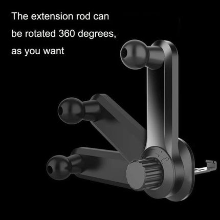 Car Air Vent Phone Holder Rotatable 13mm Ball Head showing 360° adjustable arm and secure vent clamp for hands-free driving