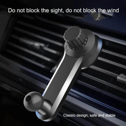 Car Air Vent Phone Holder Rotatable 13mm Ball Head mounted on bar-shaped air vent, one-hand install, 360° rotation, secure clamp without blocking airflow