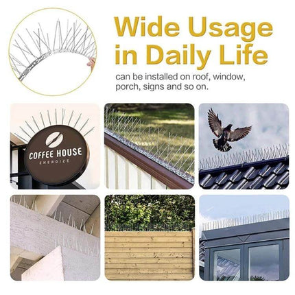 Bird Repellent Thorn Strips 50cm Long For Balconies stainless steel spikes on balcony railings and roof edges to deter birds