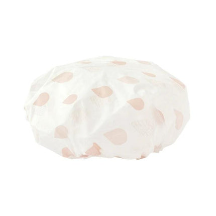 Comfortable Shower Hat for Women's Daily Bathing Protection - PEVA waterproof shower cap with pink teardrop print, lightweight and comfortable for daily use
