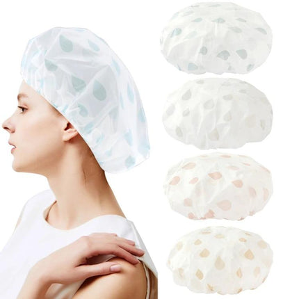 Comfortable Shower Hat for Women's Daily Bathing Protection - PEVA waterproof hair cover with leaf pattern for quick showers and skincare routines