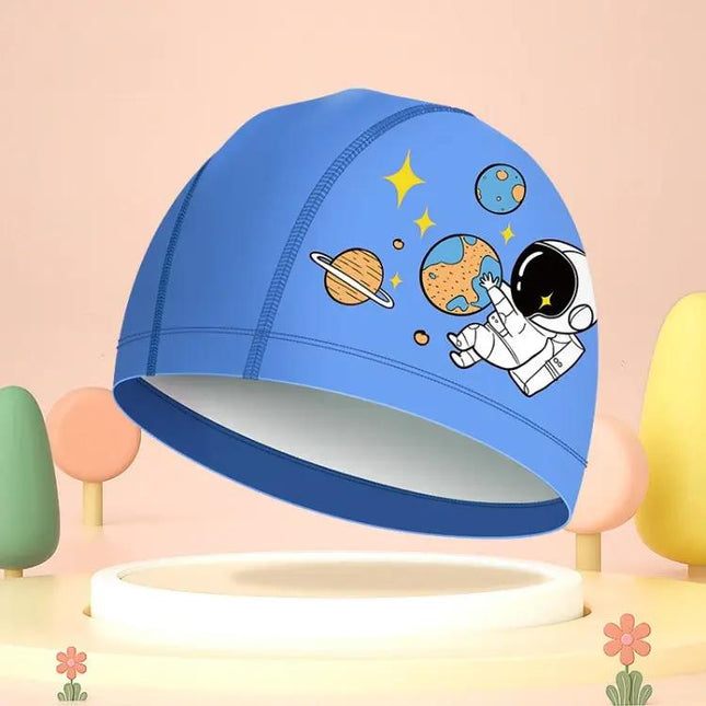 Children Waterproof PU Swimming Cap - Cute Cartoon Elastic | Syndmart