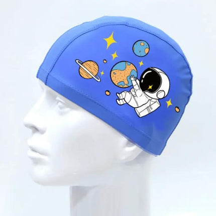 Children Waterproof PU Swimming Cap - Cute Cartoon Elastic | Syndmart