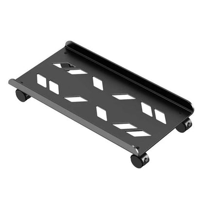 Removable Heightened Shelf for Office Desktop Computer Hosts black cold-rolled steel elevated stand with wheels and ventilation cutouts