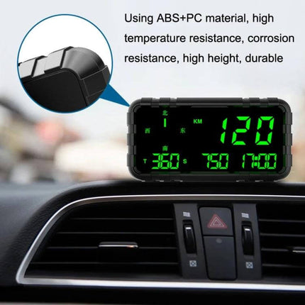 GPS Head-Up Display for Cars with Speed and Compass Tracking projecting speed and compass on windshield for safe driving
