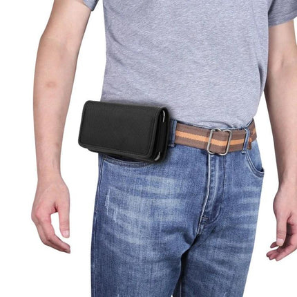 Oxford Cloth Phone Case With Belt Attachment For Everyday On The Go - black oxford cloth belt phone pouch worn on waist for hands-free access