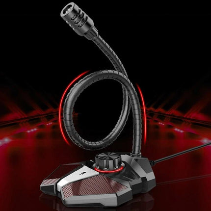 JK Omni-Directional Flexible Gaming Microphone with USB Option on adjustable gooseneck base for gaming, streaming, and online classes