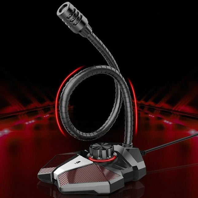 JK Omni-Directional Flexible Gaming Microphone with USB Option on adjustable gooseneck base for gaming, streaming, and online classes