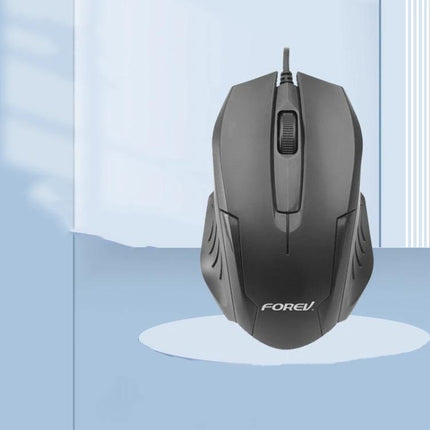 Ergonomic Wired Optical Mouse for Business and Office Tasks - black ergonomic wired mouse with anti-slip grooves for long office use