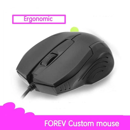 Ergonomic Wired Optical Mouse for Business and Office Tasks - black ergonomic wired mouse with anti-slip grooves for long office use