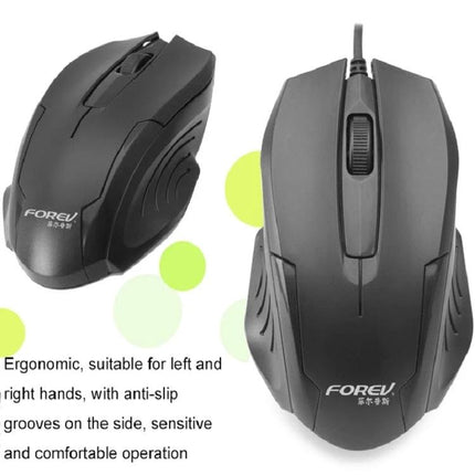 Ergonomic Wired Optical Mouse for Business and Office Tasks - black ergonomic wired optical mouse with anti-slip grooves for left and right hand use
