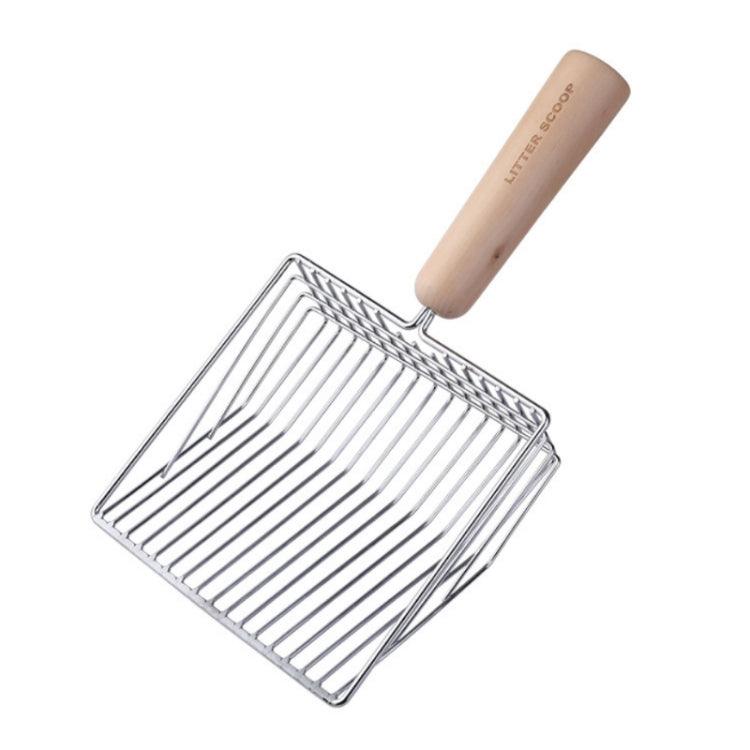 Stylish Metal and Wooden Handle Cat Litter Scoop for Effortless Cleanup