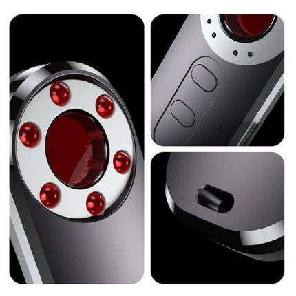 AK400 Wireless Infrared Detector for Everyday Privacy Protection compact detector close-up showing infrared LEDs, buttons and sensor port