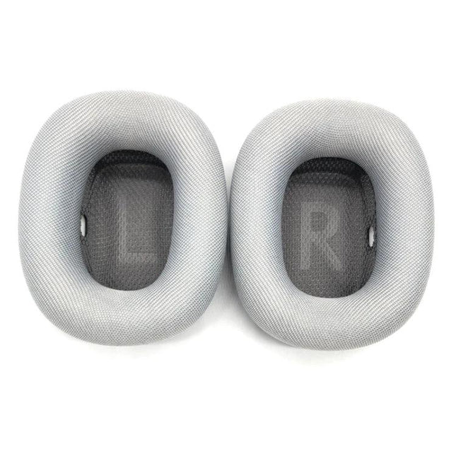 Comfortable Ear Pads for Everyday AirPods Max Use — memory foam leather replacement ear cushions, gray pair labeled L and R