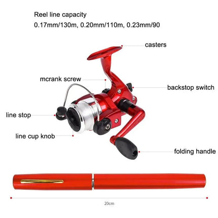LEO Pen Type Fishing Rod And Reel Set Portable Blue