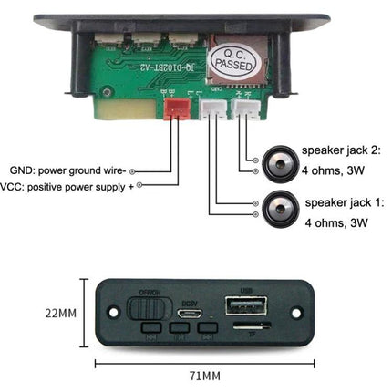 Compact Bluetooth Decoder Board for Music and Calls - compact audio module with USB, microUSB, TF slot and speaker jacks for DIY speaker upgrades