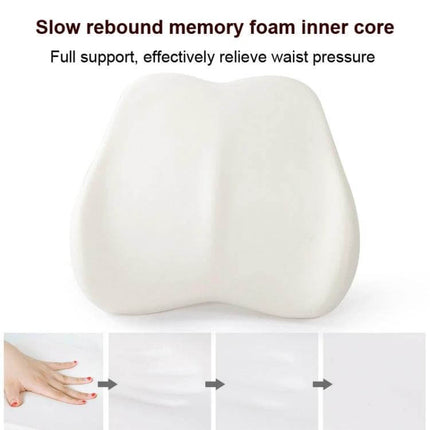 Memory Foam Lumbar Pillow For Office Chair Pink Comfort - white slow rebound memory foam inner core showing contour and pressure relief demonstration