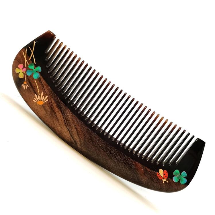 Sandalwood Comb with Artistic Mother of Pearl Inlay and Laser Engraving