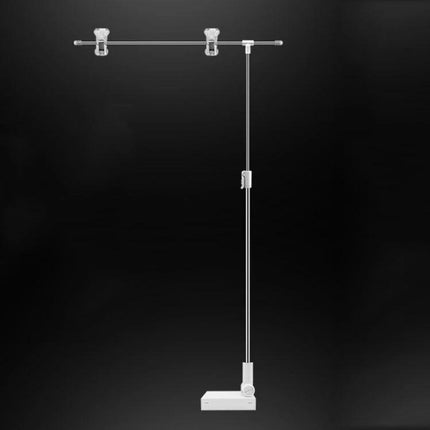 Adjustable Photography Backdrop Stand for Studio Sessions showing stainless steel adjustable height and width with clamps on black background