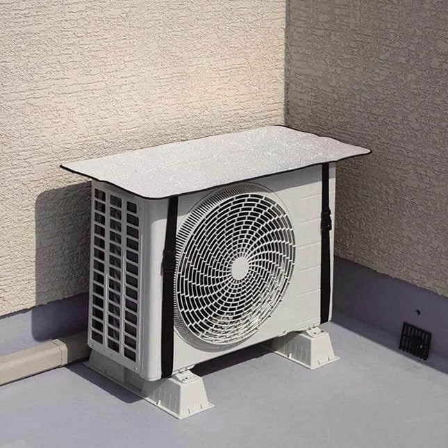 Universal Air Conditioner Cover 80 x 40 cm Rainproof protecting compact outdoor AC unit from sun and light rain, aluminum foil sunscreen fabric with PP buckle