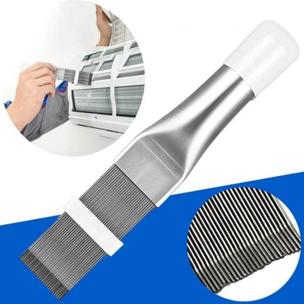 Air Conditioner Fin Cleaning Tool Coil Comb Folding Brush - stainless steel comb teeth for straightening and cleaning condenser fins, compact folding design