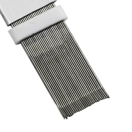 Air Conditioner Fin Cleaning Tool Coil Comb Folding Brush stainless steel comb teeth close-up for straightening and dust removal