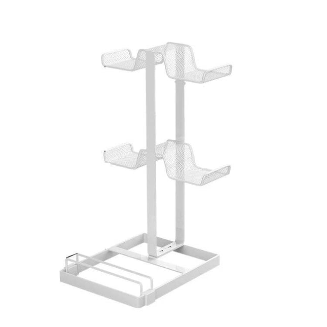 Desktop Gaming Organizer Bracket In Black For Small Desks with dual controller and headset racks, silicone base protects consoles