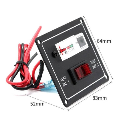 Marine Grade Dual Battery Pointer Voltmeter for Boats and RVs black panel gauge with wiring and dimensions