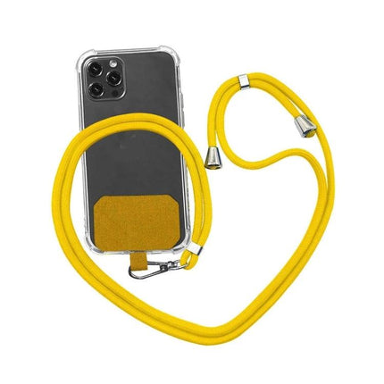 Adjustable Phone Lanyard Set of 2 with Detachable Neck Cord — yellow detachable neck cord worn crossbody with clear phone case