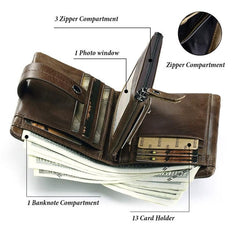 HUMERPAUL hu828 Multi-Card Zipper Leather Wallet & Handbag