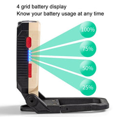 Lámpara de trabajo COB con gancho de carga USB, linterna de emergencia, lámpara de mantenimiento, estilo: