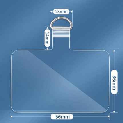 Universal Phone Lanyard Set with Secure Attachment for Daily Use — transparent 56x36mm connector with 13mm metal ring