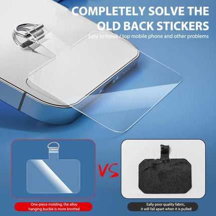 Universal Phone Lanyard Set with Secure Attachment for Daily Use - transparent adhesive strap and ring attached to smartphone to prevent drops