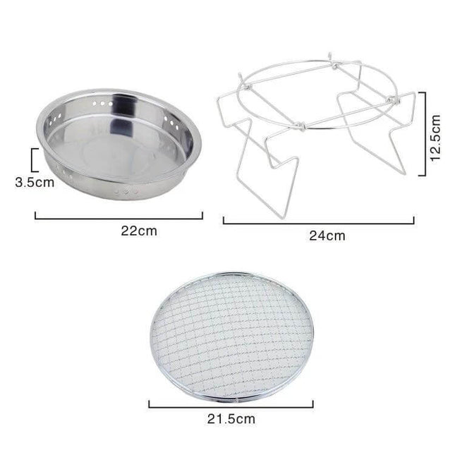 Outdoor Round Folding Stainless Steel Barbecue Grill 22x14 cm - compact 410 stainless steel folding grate set with detachable tray and mesh for camping