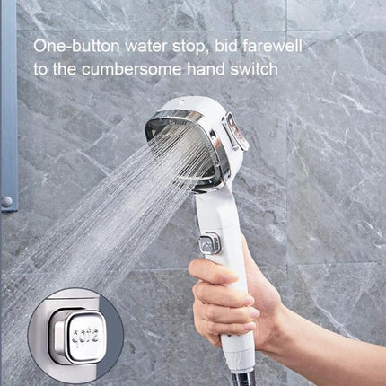 Adjustable Handheld Shower Head for Daily Home Bathing Needs - white handheld shower head with one-button water stop and multiple spray modes