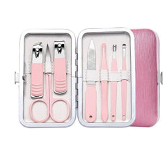 Stainless Steel Nail Care Kit with Eyebrow Trimmer - Multiple Color Options