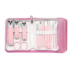 Stainless Steel Nail Care Kit with Eyebrow Trimmer - Multiple Color Options