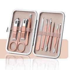 Stainless Steel Nail Care Kit with Eyebrow Trimmer - Multiple Color Options