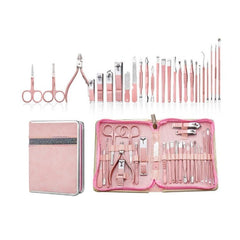 Stainless Steel Nail Care Kit with Eyebrow Trimmer - Multiple Color Options