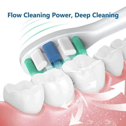 Replacement Toothbrush Heads Sensitive Care Daily Cleaning - DuPont bristles, rounded top, U-shaped wrap for gentle gum care and surface stain removal