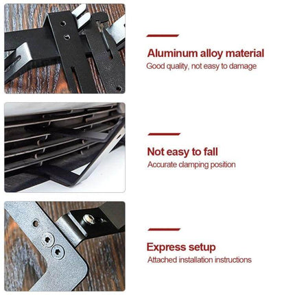 Punch-Free Front License Plate Holder for Tesla Model 3 and Y - aluminum alloy, clamp-on no-drill mount, secure fit and easy express setup