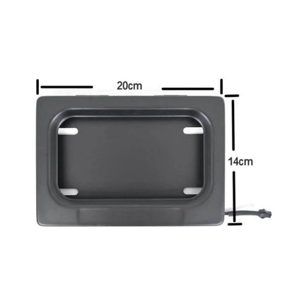 Motorcycle License Plate Roller Blind Frame For US Roads slim black rolling frame with 20cm x 14cm dimensions and remote cable