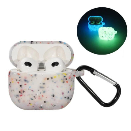 Protective Silicone Case for Daily AirPods Pro Protection with confetti design and carabiner, glow-in-the-dark option