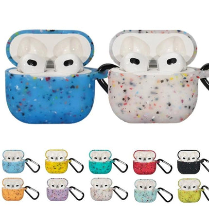 Protective Silicone Case for Daily AirPods Pro Protection with colorful confetti design and carabiner for secure everyday use