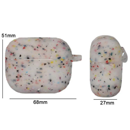 Protective Silicone Case for Daily AirPods Pro Protection speckled white silicone case with carabiner, dimensions 68x51x27mm