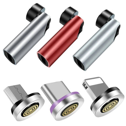 Versatile Magnetic Cable for Everyday Device Charging and Transfer - 7-pin rotary magnetic adapter set in silver and red for charging and data transfer