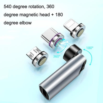 Versatile Magnetic Cable for Everyday Device Charging and Transfer showing 7-pin rotary magnetic adapters with 360° magnetic head and 180° elbow