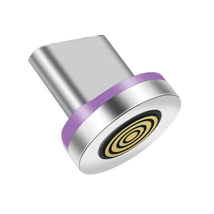 Versatile Magnetic Cable for Everyday Device Charging and Transfer - 7-pin rotary magnetic connector adapter in silver with purple ring