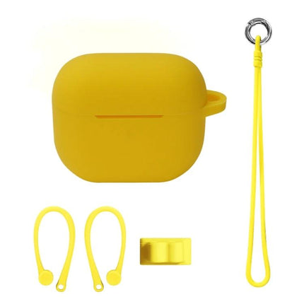 Protect your AirPods with silicone cover for daily outings - Yellow silicone AirPods 3 case with lanyard and ear hooks