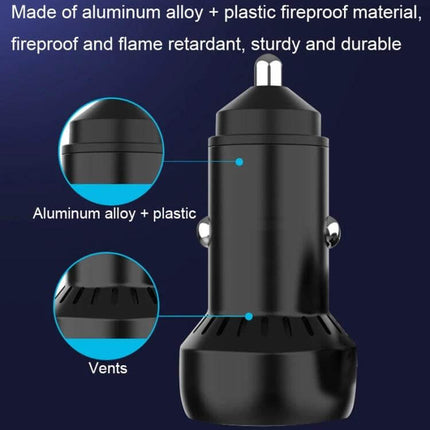 Aluminum Alloy Dual Interface Car Charger For On The Go — compact 60W dual-port aluminum alloy car charger with vents and fireproof plastic for road trips